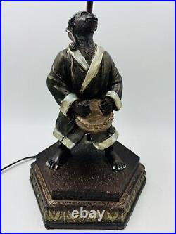 RARE Vintage Table Lamp Monkey Playing A Drum Mint Condition With Shade