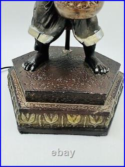 RARE Vintage Table Lamp Monkey Playing A Drum Mint Condition With Shade