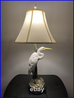 RARE Vintage White Great Egret Heron Figural Table Lamp Nature Decor 32inches