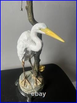 RARE Vintage White Great Egret Heron Figural Table Lamp Nature Decor 32inches