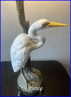 RARE Vintage White Great Egret Heron Figural Table Lamp Nature Decor 32inches RARE Vintage White Great Egret Heron Figural Table Lamp Nature Decor 32inches