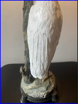 RARE Vintage White Great Egret Heron Figural Table Lamp Nature Decor 32inches