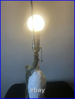 RARE Vintage White Great Egret Heron Figural Table Lamp Nature Decor 32inches