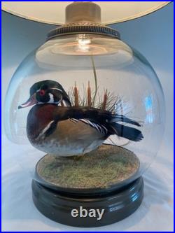 RARE vintage Mallard Duck Lamp withclear glass 3way lighting, lodge cabin cottage