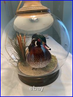 RARE vintage Mallard Duck Lamp withclear glass 3way lighting, lodge cabin cottage