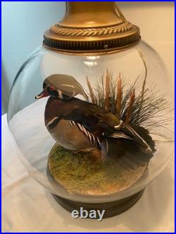 RARE vintage Mallard Duck Lamp withclear glass 3way lighting, lodge cabin cottage