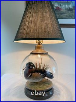 RARE vintage Mallard Duck Lamp withclear glass 3way lighting, lodge cabin cottage