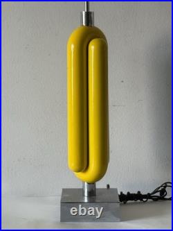 ROBERT SONNEMAN VINTAGE MID CENTURY MODERN TABLE LAMP YELLOW METAL SCULPTURE 60s