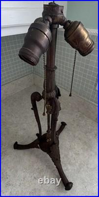 Rare Antique Bronze Table Lamp Spanish Revival Arts Crafts Bradley Hubbard