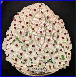Rare Antique Glass Beaded Flower Lamp Shade Rare Antique Glass Beaded Flower Lamp Shade