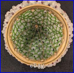 Rare Antique Glass Beaded Flower Lamp Shade