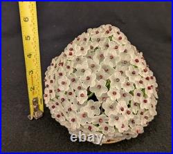 Rare Antique Glass Beaded Flower Lamp Shade