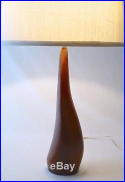 Rare Ernst Enriksen Teak Sculpted Table Lamp Danish Modern Mid-century Vintage