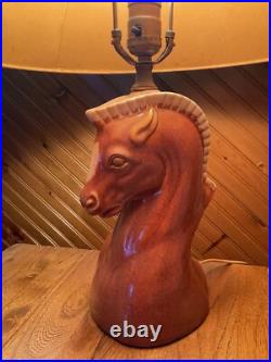 Rare Find Horsehead Brown Table lamp 1950's / Great Condition / NO SHADE