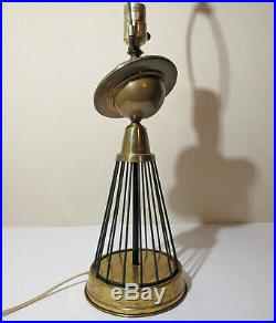 Rare Vhtf Vtg MCM Art Deco Brass Saturn Satellite Space Age Atomic Table Lamp