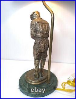 Rare Vintage 24 Brass Old Time Golfer Figure Table Lamp