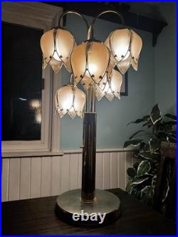 Rare Vintage 5 Arm Tulip Table Lamp