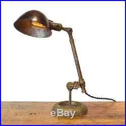 Rare Vintage Industrial Telescoping OC White Desk Lamp Disk Joint Hubbell Shade