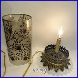 Rare Vintage John Richard Table Lamp Accent Antique Glass With Gold Paint