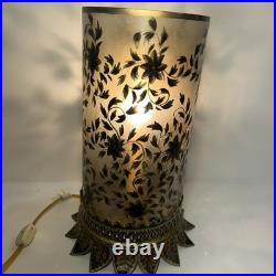 Rare Vintage John Richard Table Lamp Accent Antique Glass With Gold Paint