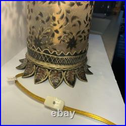 Rare Vintage John Richard Table Lamp Accent Antique Glass With Gold Paint