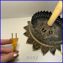 Rare Vintage John Richard Table Lamp Accent Antique Glass With Gold Paint