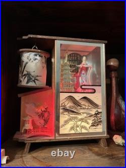 Rare Vintage MCM Japanese Geisha Diorama Table Lamp Light Kitsch