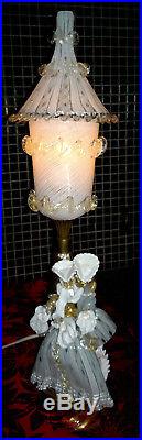 Rare Vintage Murano Venetian Art Glass Courtesan Couple Table Lamp Toffolo 21