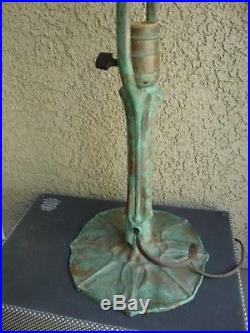 Rare vintage (bronze) tree trunk table lamp base Green Verdigris Patina