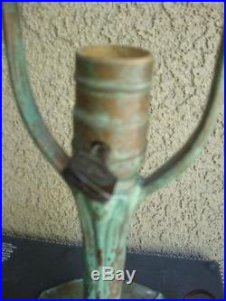 Rare vintage (bronze) tree trunk table lamp base Green Verdigris Patina