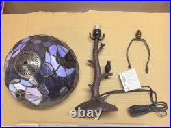 Raven on Tree Branch Tiffany Style Stained Glass Table Lamp 12Wx20H