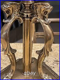 Rembrandt Art Nouveau Vintage Brass Lions Classical Bouillotte Urn Table Lamp