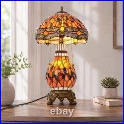 Retro Dragonfly Big Mother Glass Desk Lamp, 12''tiffany Style, Both Can Emit Light