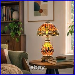 Retro Dragonfly Big Mother Glass Desk Lamp, 12''tiffany Style, Both Can Emit Light