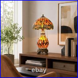 Retro Dragonfly Big Mother Glass Desk Lamp, 12''tiffany Style, Both Can Emit Light