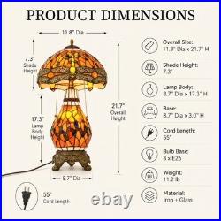 Retro Dragonfly Big Mother Glass Desk Lamp, 12''tiffany Style, Both Can Emit Light