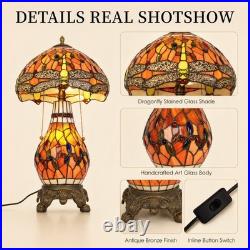 Retro Dragonfly Big Mother Glass Desk Lamp, 12''tiffany Style, Both Can Emit Light