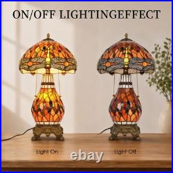 Retro Dragonfly Big Mother Glass Desk Lamp, 12''tiffany Style, Both Can Emit Light