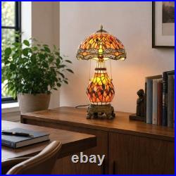 Retro Dragonfly Big Mother Glass Desk Lamp, 12''tiffany Style, Both Can Emit Light