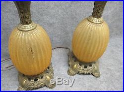 Retro Pineapple Figural Lamps Vintage Pair Table Top Lights Lighting Unusual