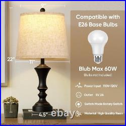Retro Table Lamps Set of 2 22 Vintage Rustic Nightstand Lamps Black
