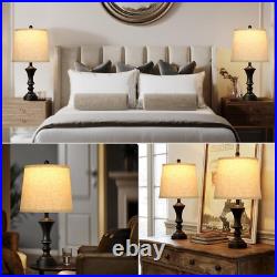 Retro Table Lamps Set of 2 22 Vintage Rustic Nightstand Lamps Black
