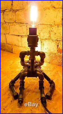 Retro industrial lamp vintage robot steampunk pipe table desk Edison, Make love