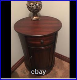 Round Table Side Antique Look Bedside Storage Cabinet Stand End Display Lamp
