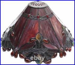 S10021 Tiffany Style Stained Glass Baroque Lampshade (13-Inch Wide Red)