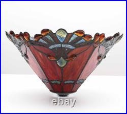 S10021 Tiffany Style Stained Glass Baroque Lampshade (13-Inch Wide Red)