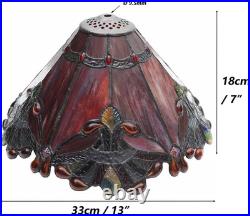 S10021 Tiffany Style Stained Glass Baroque Lampshade (13-Inch Wide Red)
