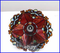S10021 Tiffany Style Stained Glass Baroque Lampshade (13-Inch Wide Red)