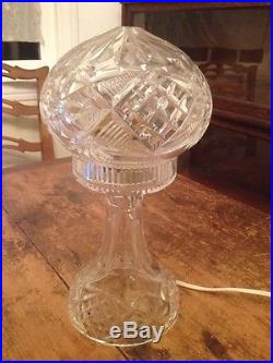 SALE! Vintage Antique Cut Crystal Round Dome Shade Table Lamp