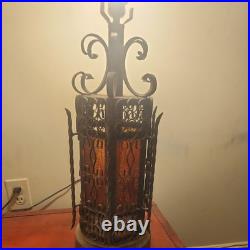 SPANISH GOTHIC Wrought Iron TABLE LAMP Mid Century Retro